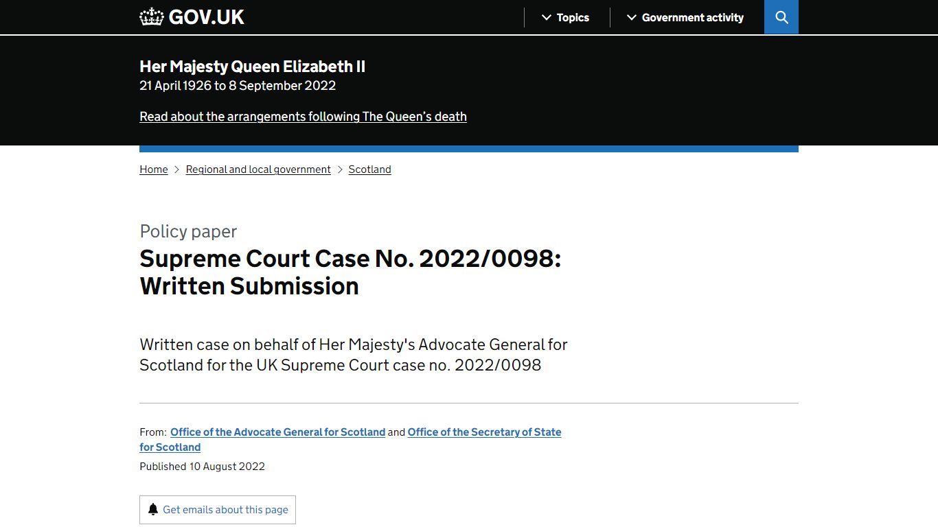 Supreme Court Case No. 2022/0098: Written Submission